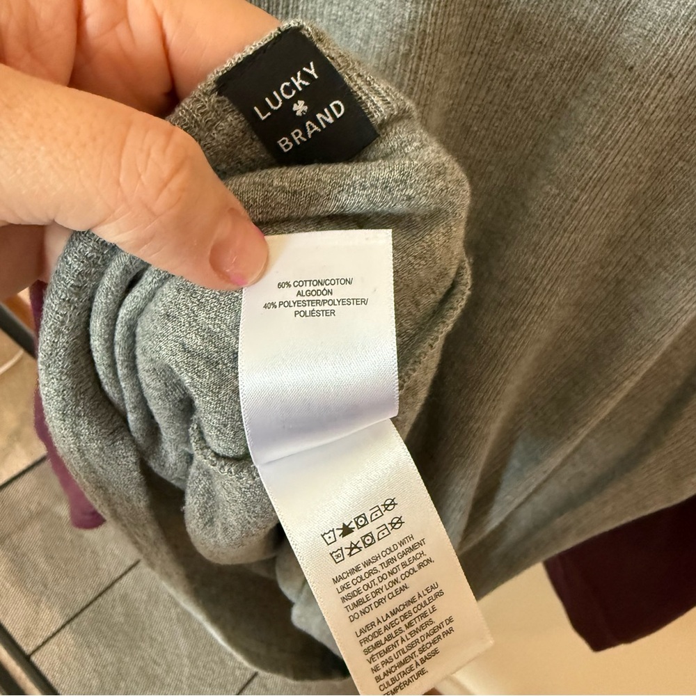 Lucky Brand Gray and Maroon Raglan Thermal Long Sleeve Tee - Picture 5 of 5